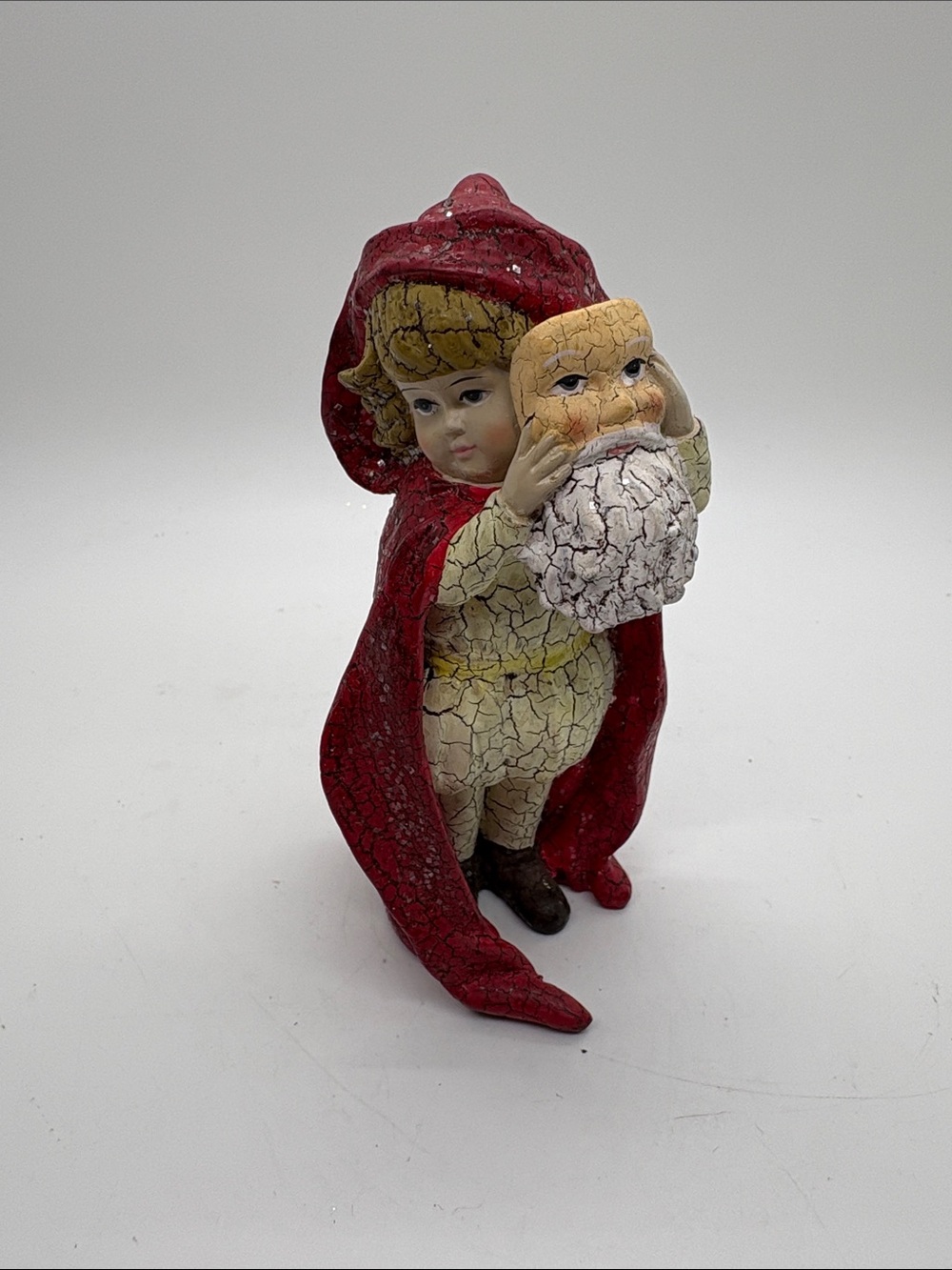 Bethany Lowe Girl With Santa Mask Statue